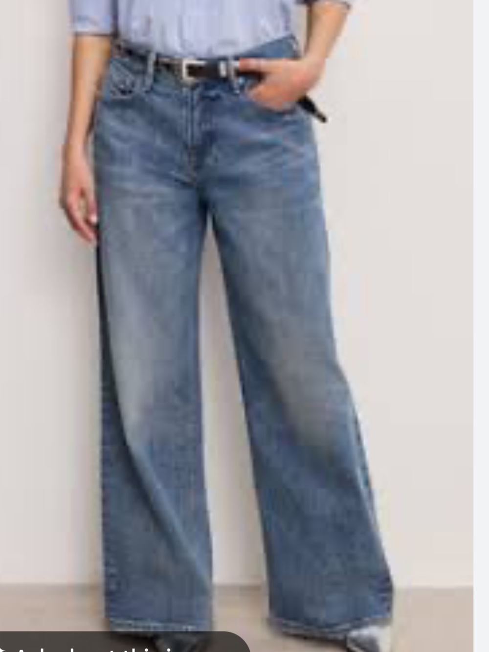 Good American Good Waist Comfy Palazzo Jeans Wide-Leg Indigo Wash